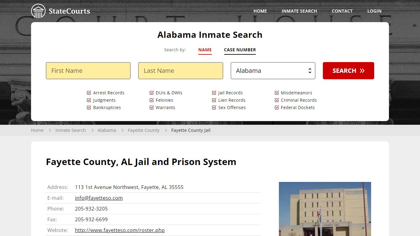 Fayette County Jail Inmate Records Search, Alabama - StateCourts